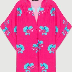 MAJE Oversized pink printed blouse